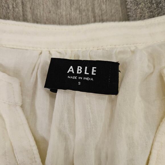 Able Dress Womens Size S Jane Maxi Local Global Antique Yellow White Tiered - Picture 12 of 14